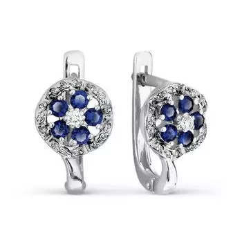 Серьги с сапфирами и бриллиантами Линии Любви