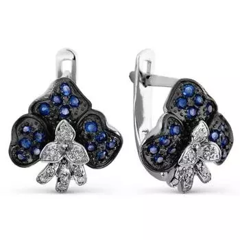 Серьги с сапфирами и бриллиантами Линии Любви