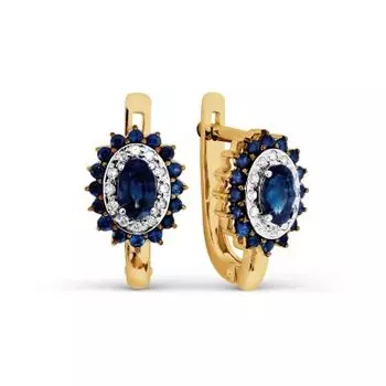 Серьги с сапфирами и бриллиантами Линии Любви