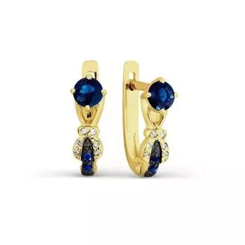 Серьги с сапфирами и бриллиантами Линии Любви