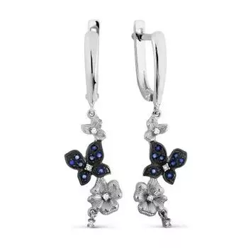 Серьги с сапфирами и бриллиантами Линии Любви