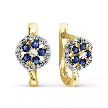 Серьги с сапфирами и бриллиантами Линии Любви