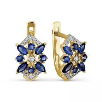 Серьги с сапфирами и бриллиантами Линии Любви