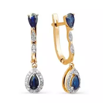 Серьги с сапфирами и бриллиантами Линии Любви