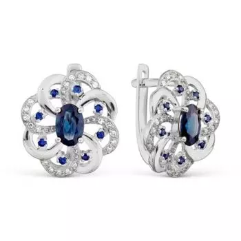 Серьги с сапфирами и бриллиантами Линии Любви