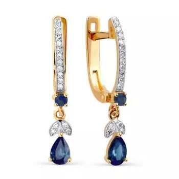 Серьги с сапфирами и бриллиантами Линии Любви