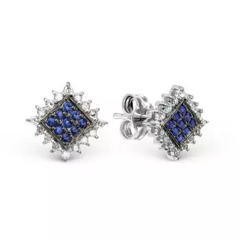 Серьги с сапфирами и бриллиантами Линии Любви