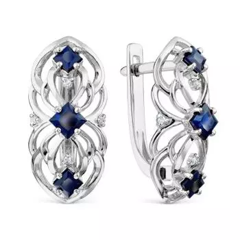Серьги с сапфирами и бриллиантами Линии Любви