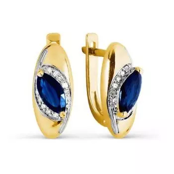 Серьги с сапфирами и бриллиантами Линии Любви