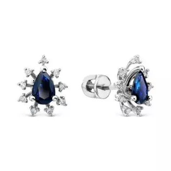 Серьги с сапфирами и бриллиантами Линии Любви