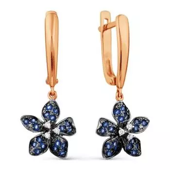 Серьги с сапфирами и бриллиантами Линии Любви