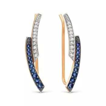 Серьги с сапфирами и бриллиантами Линии Любви