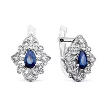 Серьги с сапфирами и бриллиантами Линии Любви