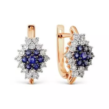 Серьги с сапфирами и бриллиантами Линии Любви