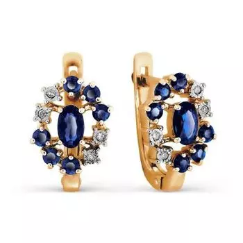 Серьги с сапфирами и бриллиантами Линии Любви