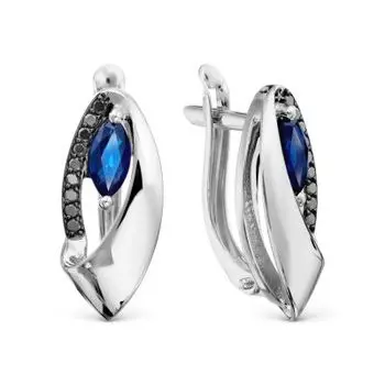 Серьги с сапфирами и бриллиантами Линии Любви