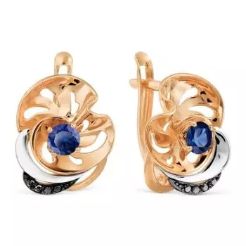 Серьги с сапфирами и бриллиантами Линии Любви