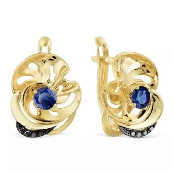 Серьги с сапфирами и бриллиантами Линии Любви