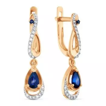 Серьги с сапфирами и бриллиантами Линии Любви