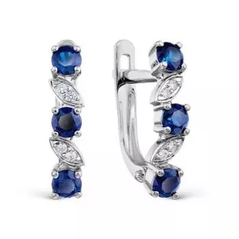 Серьги с сапфирами и фианитами Линии Любви