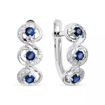 Серьги с сапфирами и фианитами Линии Любви