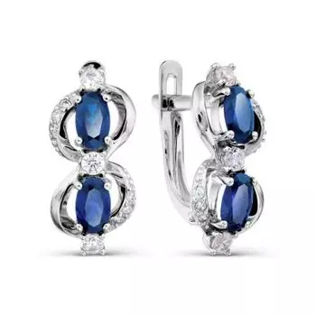 Серьги с сапфирами и фианитами Линии Любви