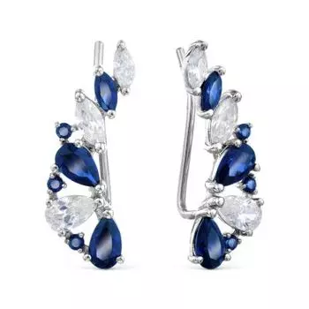 Серьги с сапфирами и фианитами Линии Любви