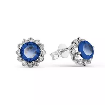 Серьги с сапфирами и фианитами Линии Любви