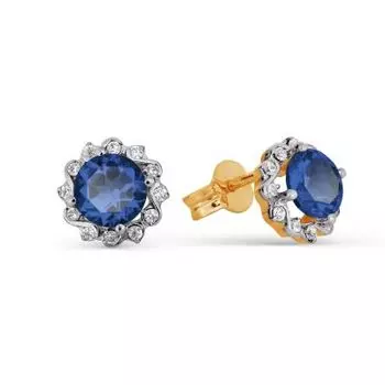 Серьги с сапфирами и фианитами Линии Любви