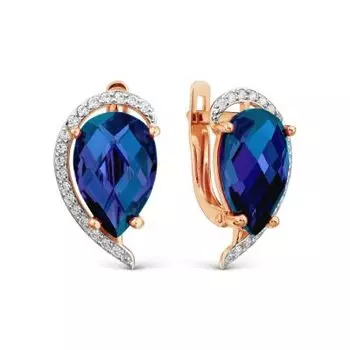 Серьги с сапфирами и фианитами Линии Любви