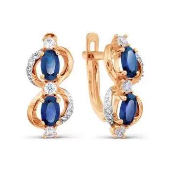 Серьги с сапфирами и фианитами Линии Любви