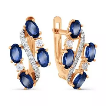 Серьги с сапфирами и фианитами Линии Любви