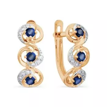 Серьги с сапфирами и фианитами Линии Любви