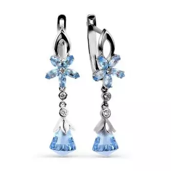 Серьги с топазами и фианитами Линии Любви