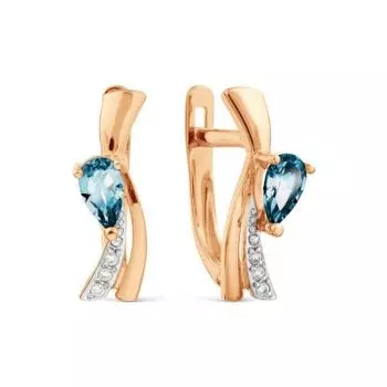 Серьги с топазами и фианитами Линии Любви