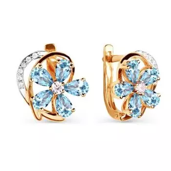 Серьги с топазами и фианитами Линии Любви