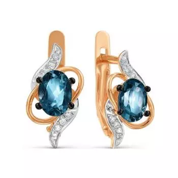 Серьги с топазами и фианитами Линии Любви