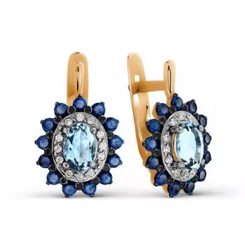 Серьги с топазами и фианитами Линии Любви