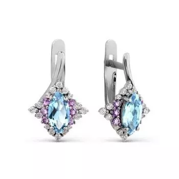 Серьги с топазами и фианитами Линии Любви