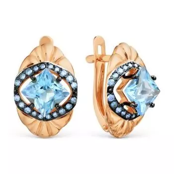 Серьги с топазами и фианитами Линии Любви