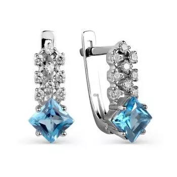 Серьги с топазами и фианитами Линии Любви