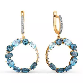 Серьги с топазами и фианитами Линии Любви