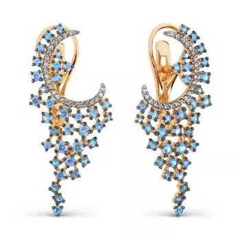 Серьги с топазами и фианитами Линии Любви