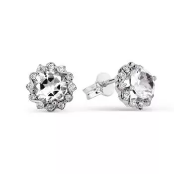 Серьги с топазами и фианитами Линии Любви