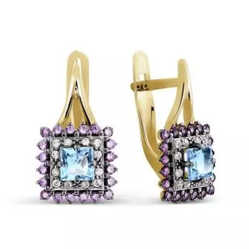 Серьги с топазами и фианитами Линии Любви