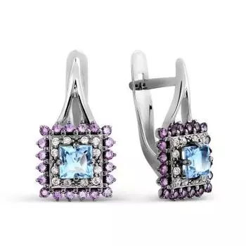 Серьги с топазами и фианитами Линии Любви