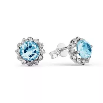 Серьги с топазами и фианитами Линии Любви