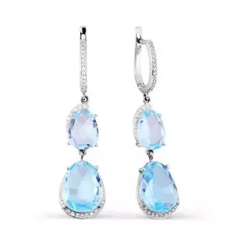 Серьги с топазами и фианитами Линии Любви