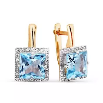 Серьги с топазами и фианитами Линии Любви