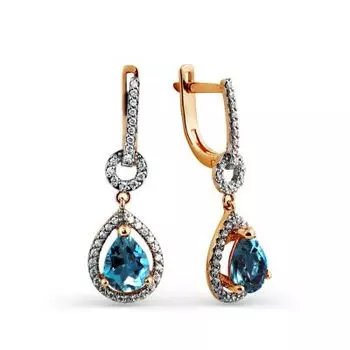 Серьги с топазами и фианитами Линии Любви